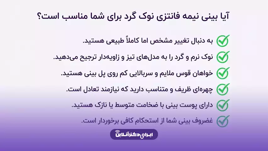 بینی نیمه فانتزی نوک گرد چه شکلی است و به چه چهرهای میآید؟ 7 بینی نیمه فانتزی نوک گرد برای چه نوع بینی مناسبتر است؟